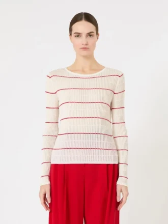 Maglione slim fit in lana e seta, bianco