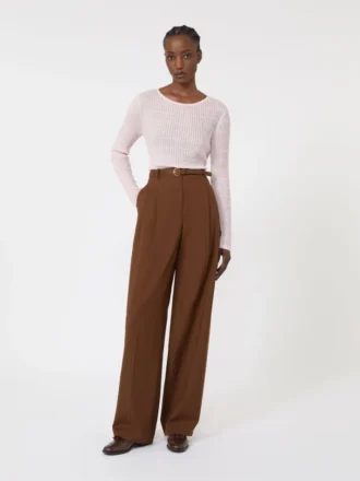 Maglione slim fit in lana e seta, rosa