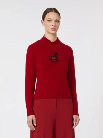 Maglione slim in lana e cashmere, rosso scuro