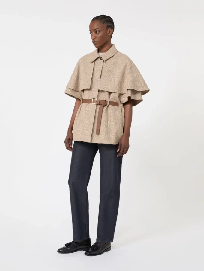 Mantella in cotone Glen plaid, tabacco Mantella in cotone Glen plaid, tabacco