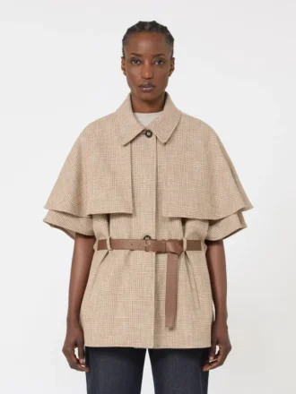 Mantella in cotone Glen plaid, tabacco