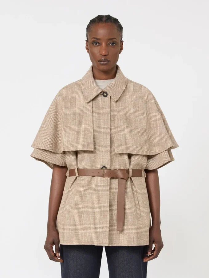 Mantella in cotone Glen plaid, tabacco Mantella in cotone Glen plaid, tabacco