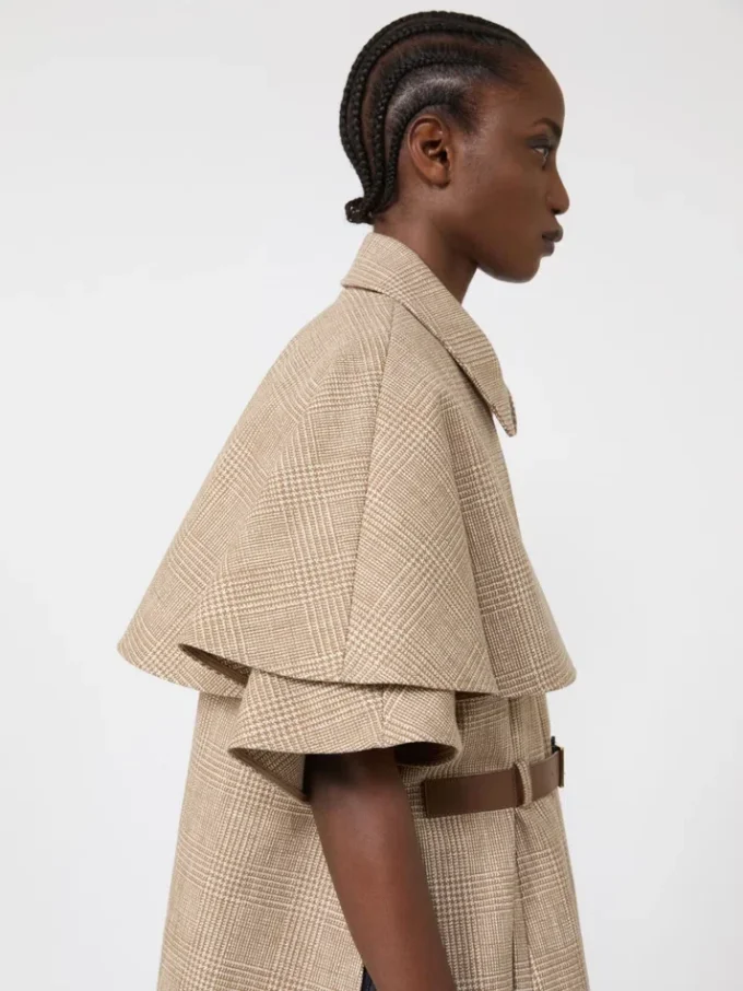 Mantella in cotone Glen plaid, tabacco Mantella in cotone Glen plaid, tabacco