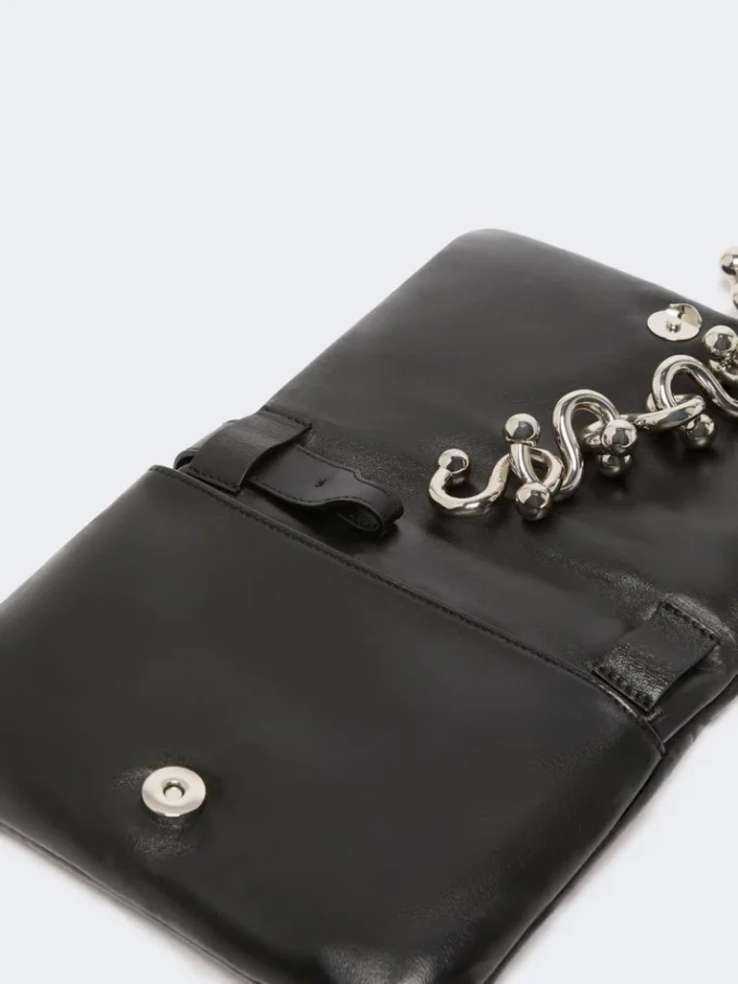 Mini-borsa Soffy in nappa imbottita, nera