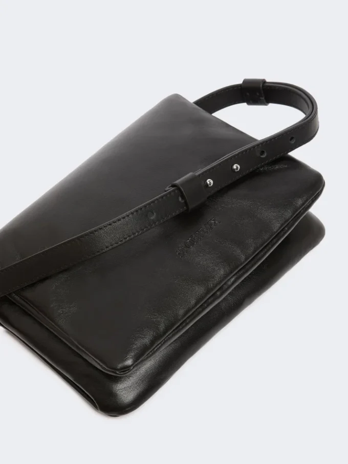 Mini-borsa Soffy in nappa imbottita, nera