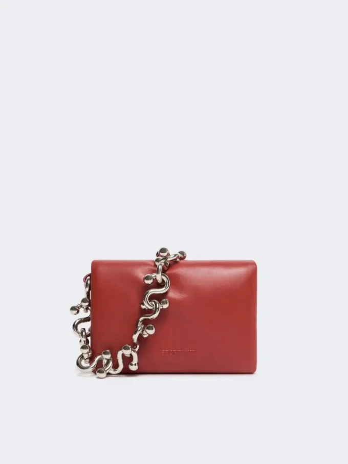 Mini-borsa Soffy in nappa imbottita, rosso mattone