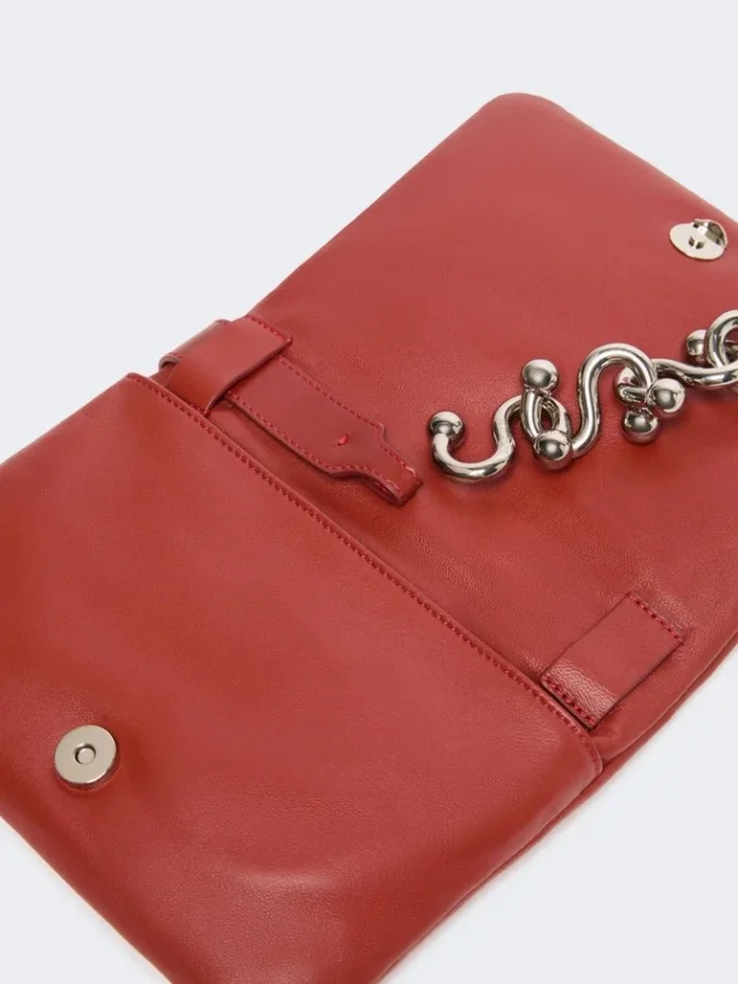 Mini-borsa Soffy in nappa imbottita, rosso mattone