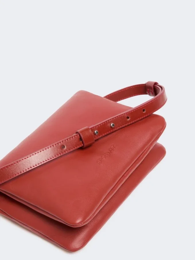 Mini-borsa Soffy in nappa imbottita, rosso mattone