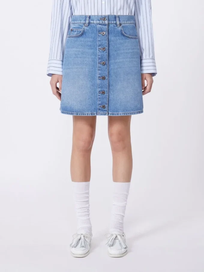 Mini gonna in autentico denim, blu navy