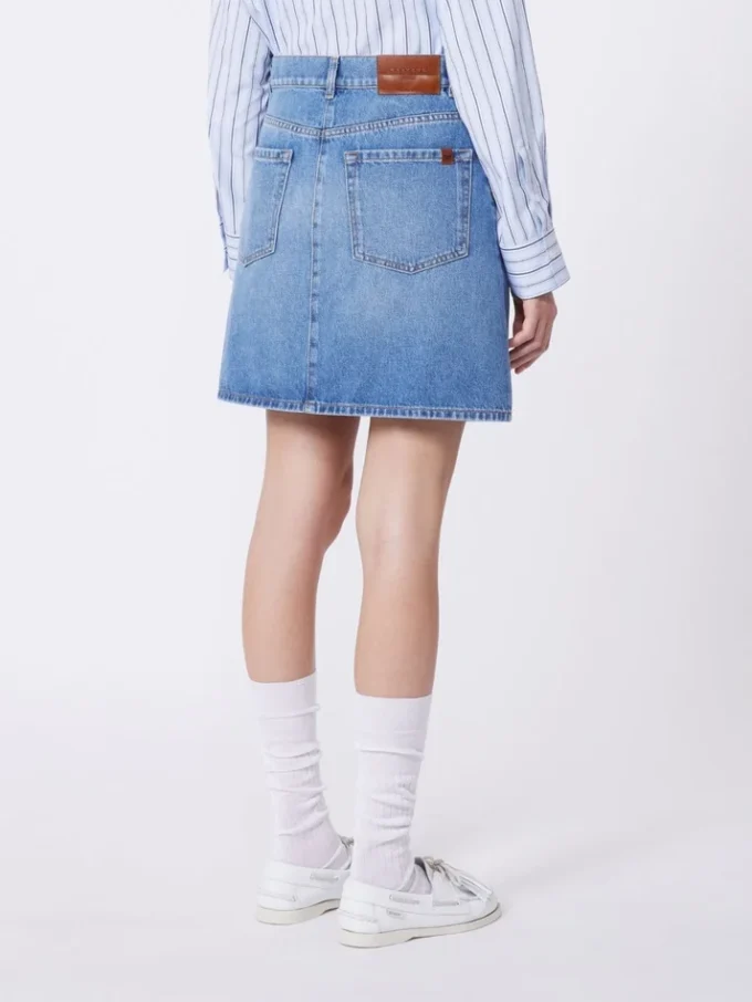 Mini gonna in autentico denim, blu navy