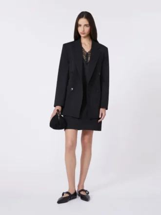 Minigonna in gabardine elasticizzata, nera