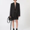 Giacca sartoriale in gabardine gessata, nera Giacca sartoriale in gabardine gessata, nera