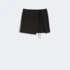 Minigonna in gabardine gessata, nera Minigonna in gabardine gessata, nera