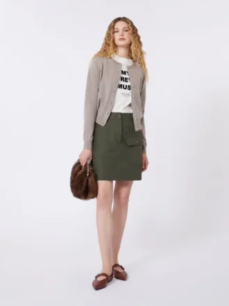 Minigonna in tela idrorepellente, color kaki