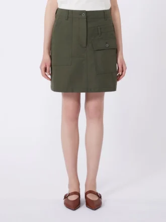 Minigonna in tela idrorepellente, color kaki