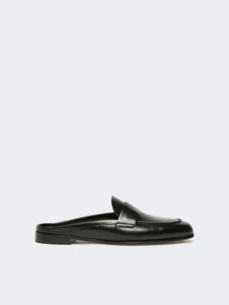 Mocassini mules in pelle liscia, neri