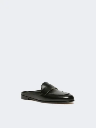 Mocassini mules in pelle liscia, neri
