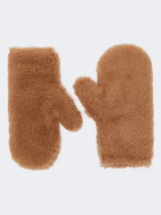 Muffole in tessuto Teddy, color cammello