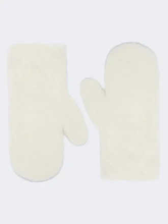 Muffole in tessuto teddy di alpaca e lana, bianco ottico