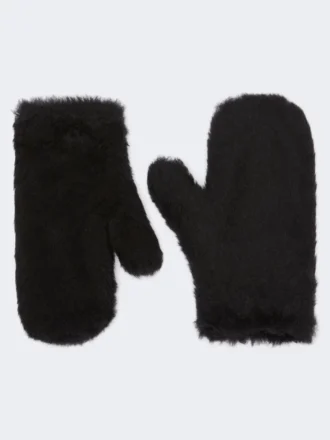 Muffole in tessuto teddy di alpaca e lana, nero