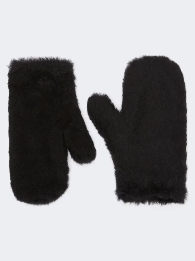 Muffole in tessuto teddy di alpaca e lana, nero