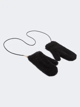 Muffole in tessuto teddy di alpaca e lana, nero