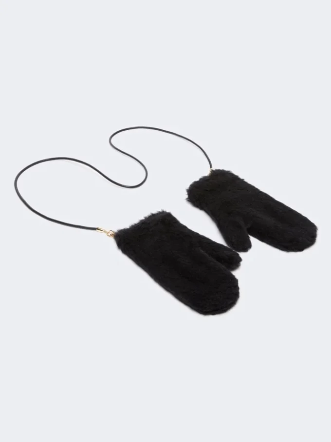 Muffole in tessuto teddy di alpaca e lana, nero