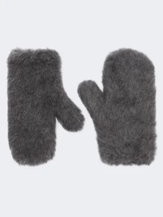 Muffole in tessuto teddy di lana e alpaca, grigio medio