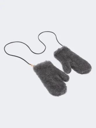 Muffole in tessuto teddy di lana e alpaca, grigio medio