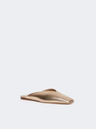 Mules in nappa laminata, rosa
