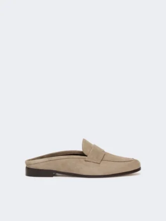 Mules in pelle scamosciata, color fango