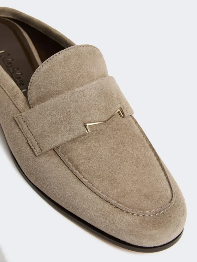 Mules in pelle scamosciata, color fango