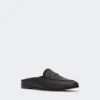 Mules in tela effetto rafia, nero