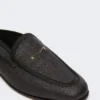 Mules in tela effetto rafia, nero
