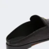 Mules in tela effetto rafia, nero