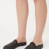 Mules in tela effetto rafia, nero