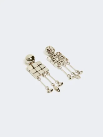 Orecchini pendenti metallici, argento