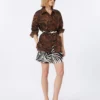 Camicia in cotone e lino stampata, marrone Camicia in cotone e lino stampata, marrone