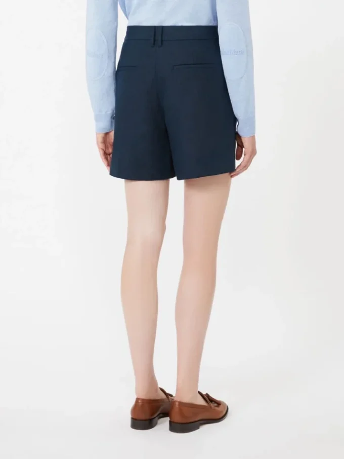 Pantaloncini in lino a trama intrecciata, blu notte Pantaloncini in lino a trama intrecciata, blu notte