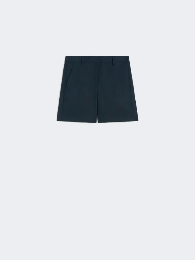 Pantaloncini in lino a trama intrecciata, blu notte Pantaloncini in lino a trama intrecciata, blu notte