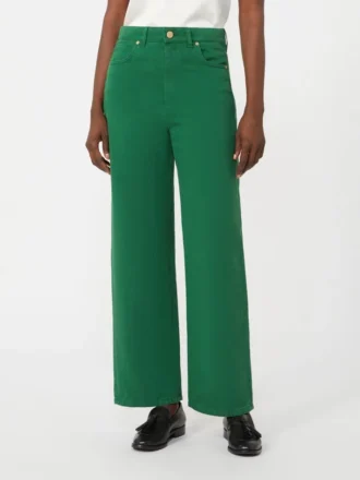 Pantaloni a 5 tasche in cotone e lino, verde Pantaloni a 5 tasche in cotone e lino, verde