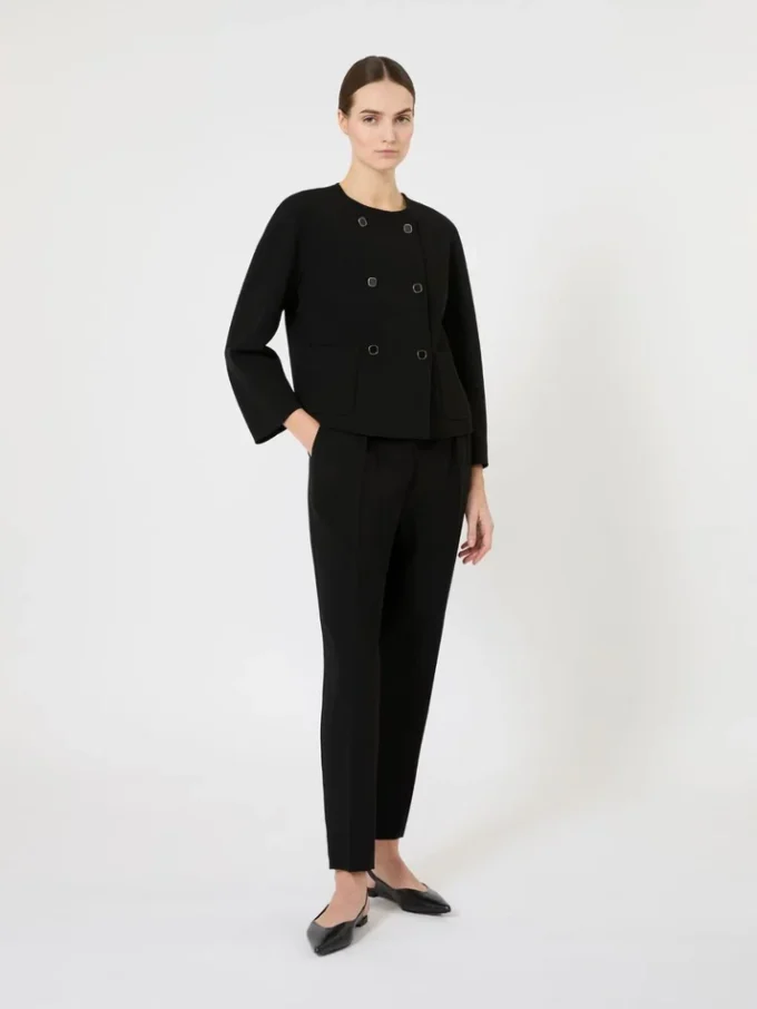 Pantaloni a carota in cady, nero