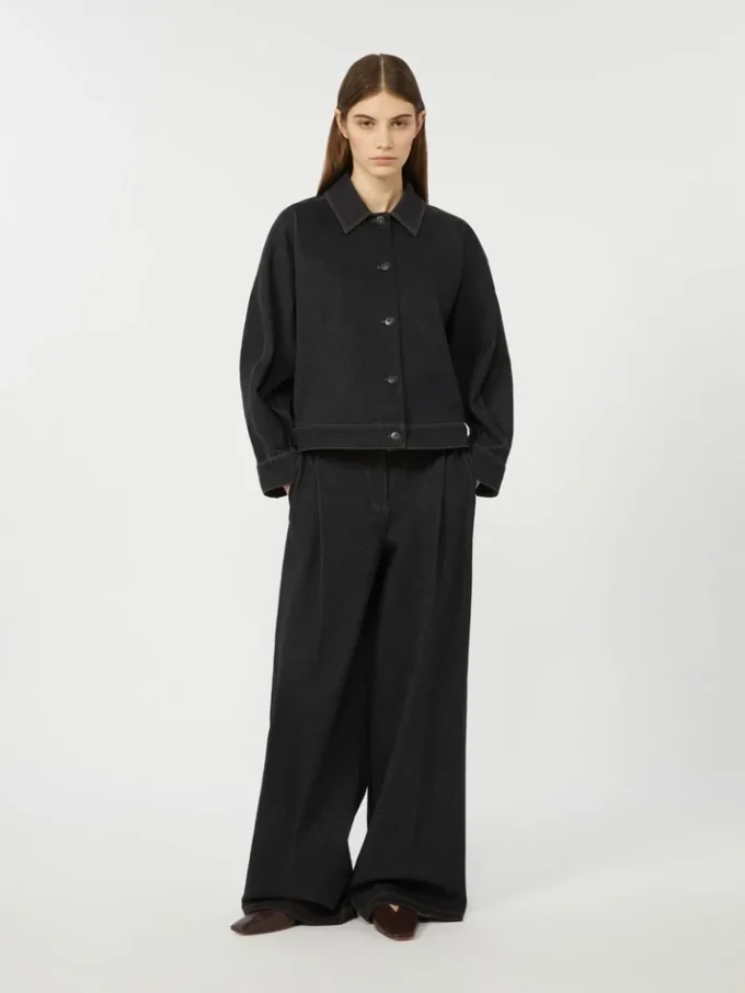 Pantaloni a cinque tasche in jersey effetto denim, blu oltremare Pantaloni a cinque tasche in jersey effetto denim, blu oltremare