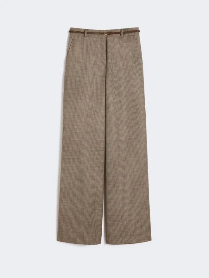 Pantaloni a gamba larga in lana fantasia, color caramello Pantaloni a gamba larga in lana fantasia, color caramello