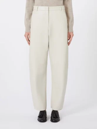 Pantaloni a zampa di elefante in tessuto rivestito, color sabbia Pantaloni a zampa di elefante in tessuto rivestito, color sabbia