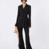 Pantaloni a zampa in jersey elasticizzato, nero Pantaloni a zampa in jersey elasticizzato, nero