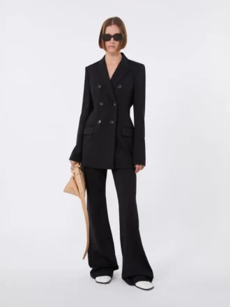 Pantaloni a zampa in jersey elasticizzato, nero