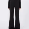 Pantaloni a zampa in jersey elasticizzato, nero Pantaloni a zampa in jersey elasticizzato, nero