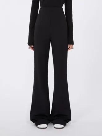 Pantaloni a zampa in jersey elasticizzato, nero