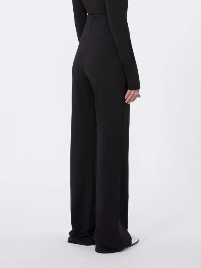 Pantaloni a zampa in jersey elasticizzato, nero Pantaloni a zampa in jersey elasticizzato, nero